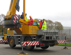 Photo of lifting machinery being inspected