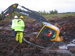 Photo of sinking excavator - safety